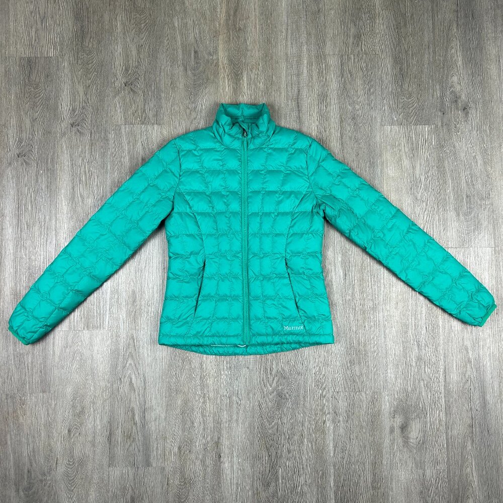 Marmot Quilted Duck Down 600 Fill Green Puffer Jacket Size XS